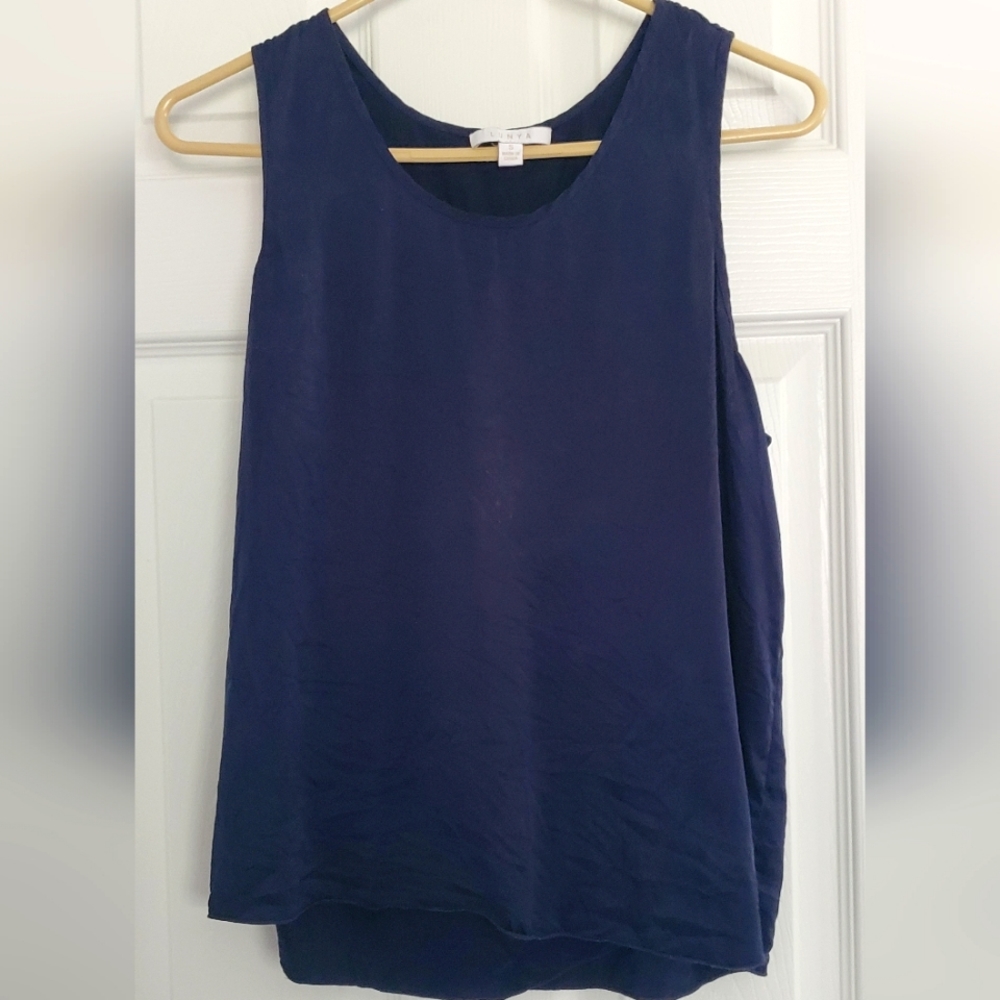 Navy silk Lunya top